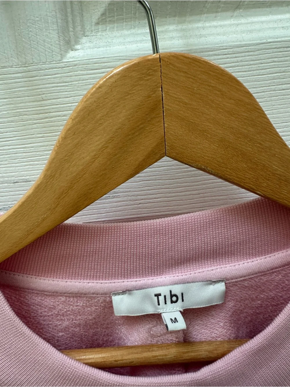 Tibi Cocoon Crewneck Light Pink Cotton Sweatshirt Size m medium crew - Picture 4 of 7